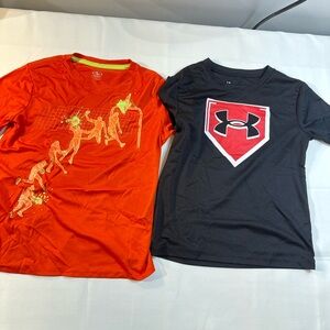 Under Armour Black and Orange Kids Short Sleeve Tees